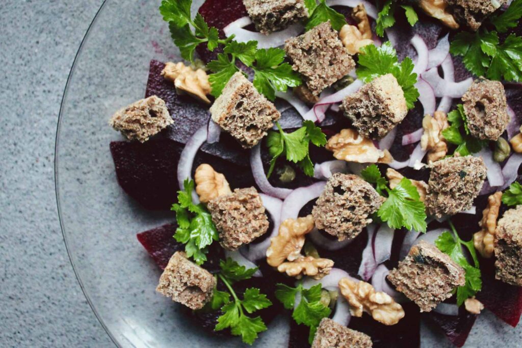 close up photo of a salad