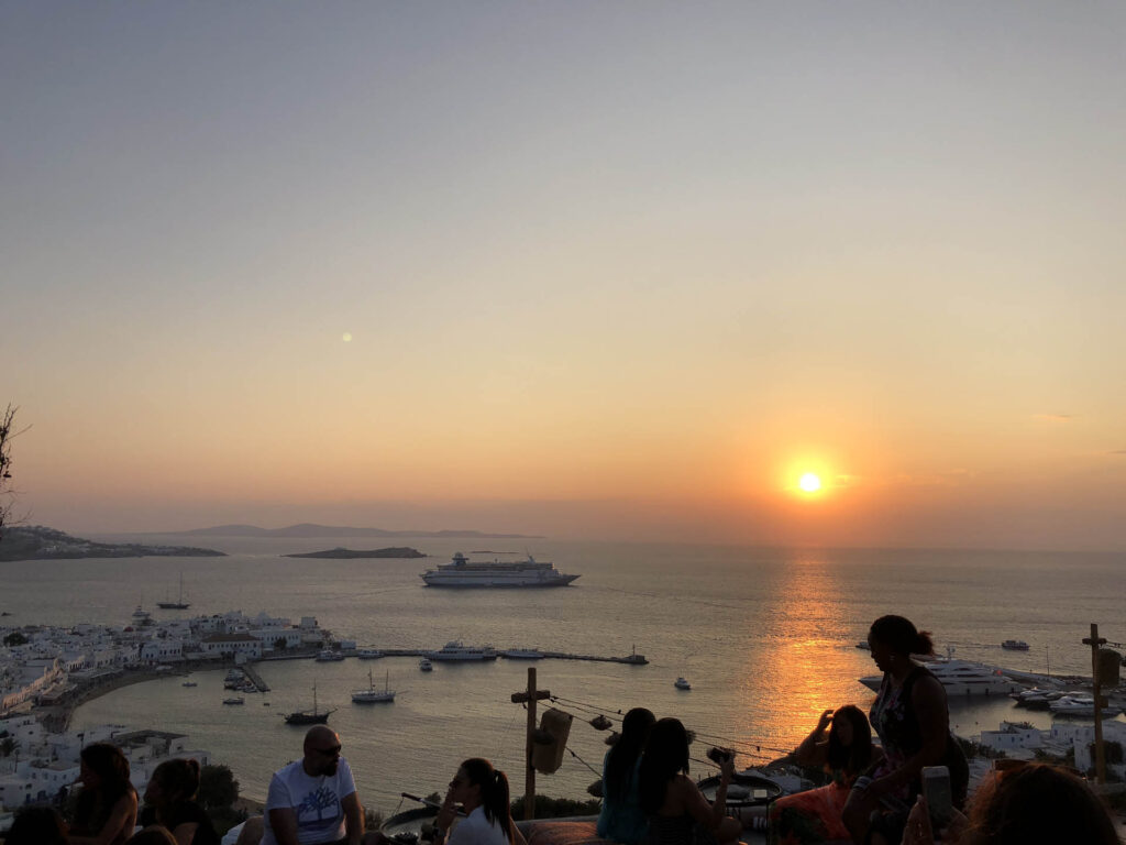 Sunset view from Greek island port