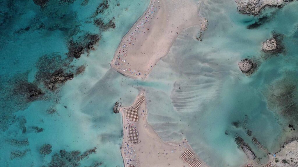 Top view of natural canal between two beaches