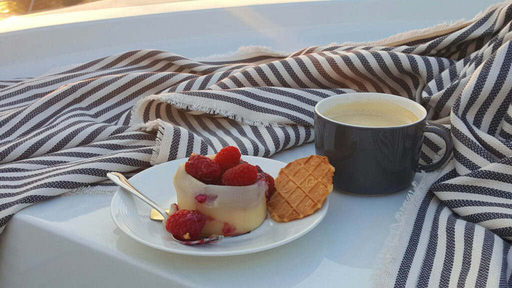 Strawberry sweet served with coffee