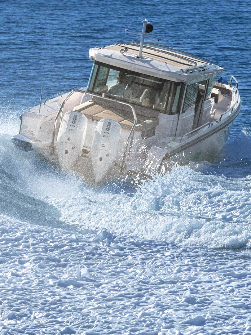 the yacht Axopar 37 XC in the open sea
